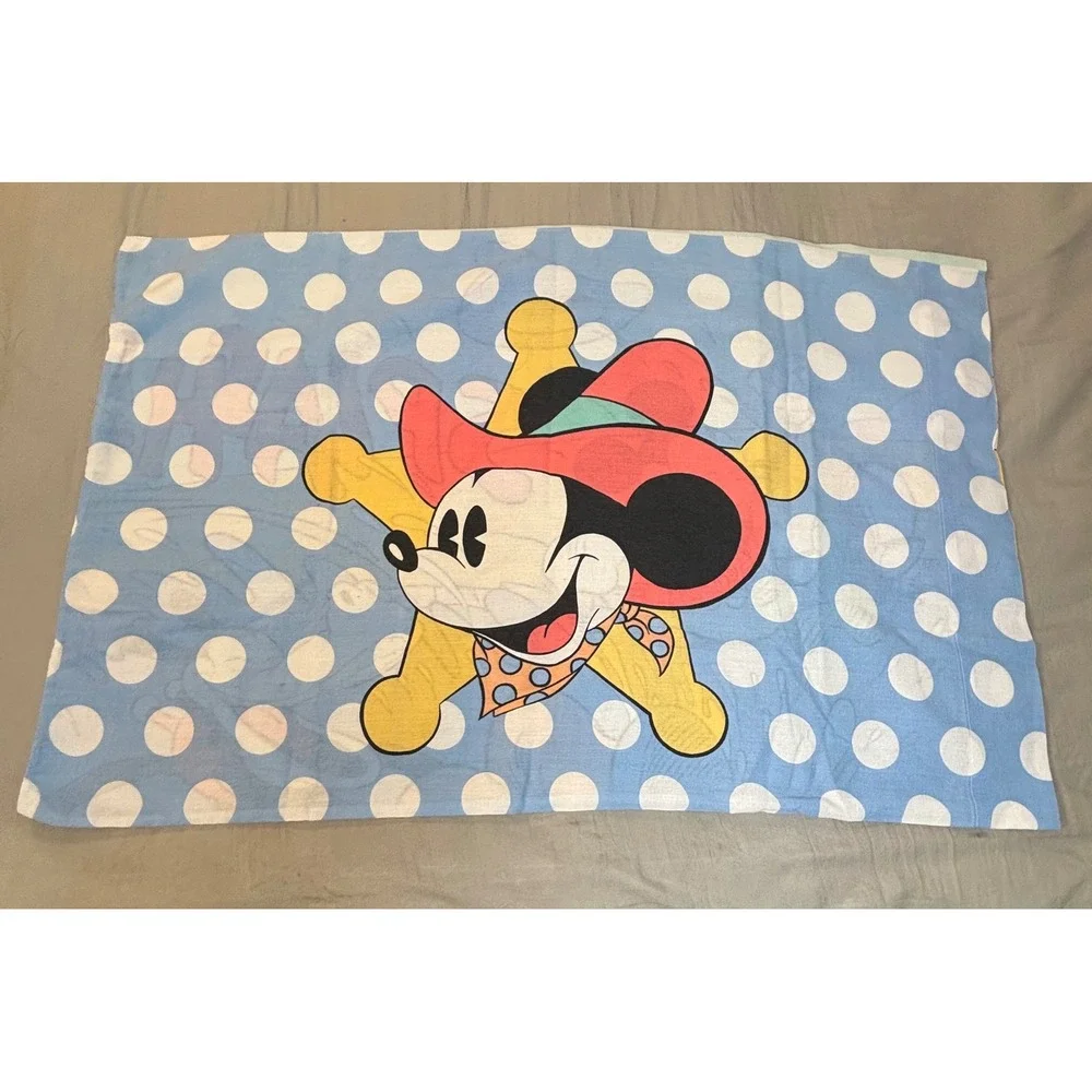 Vtg Disney Mickey Mouse Horace Horsecollar Splash Cowboy Pillowcase double sided